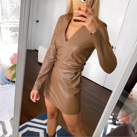 ZARA faux leather dress long sleeves 7901/338 - Picture 8 of 12